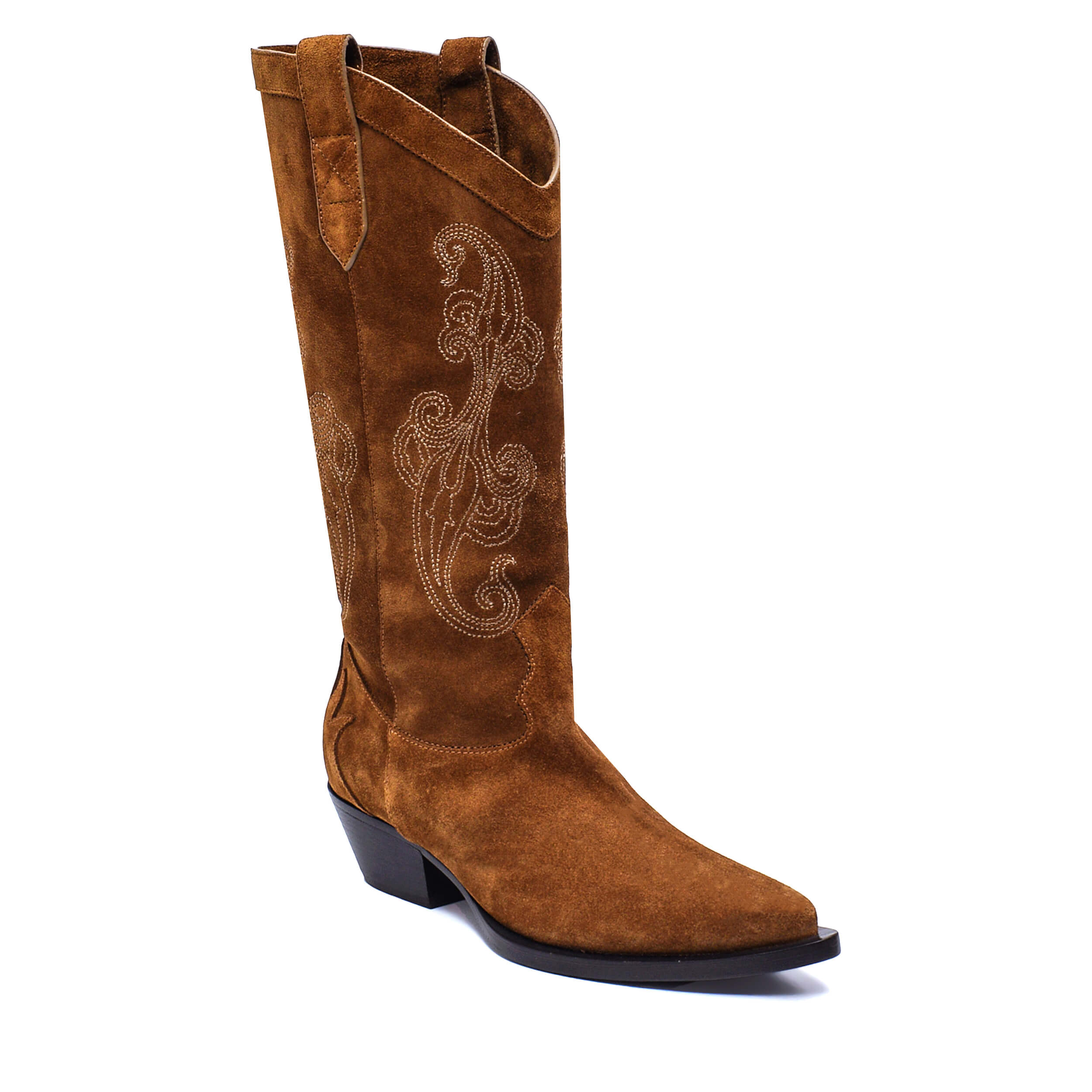 Etro - NEW Khaki Suede Paisley embossed knee/high Western Boots / 37.5